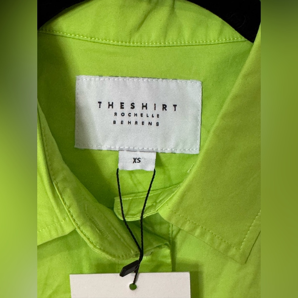 NEW The Shirt by Rochelle Behrens Zaria Sleeveless Shirt Lime Green Size XS - Picture 4 of 7